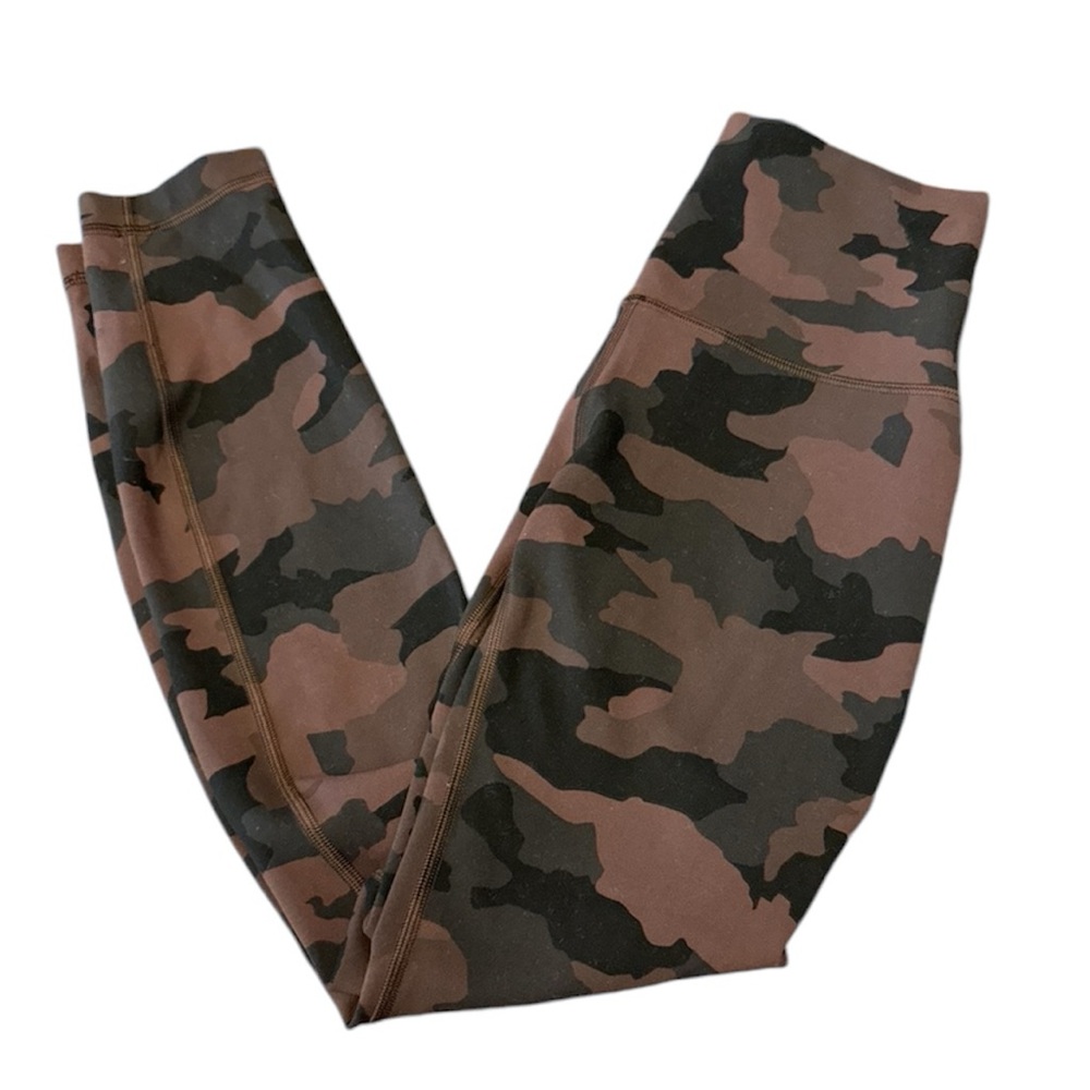 Lululemon Size 4 Wunder Train HR Tight 25” Heritage 365 Camo Brown Earth Multi